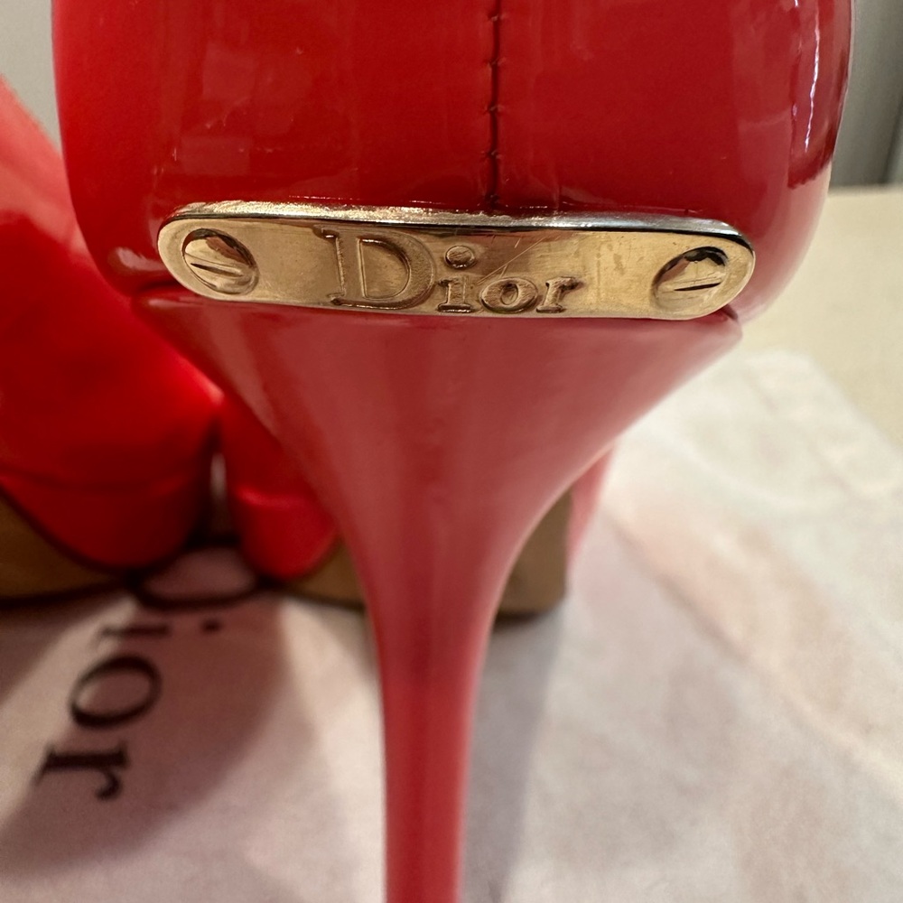 Dior Pink and Red Heels Peep Toe - Picture 5 of 12